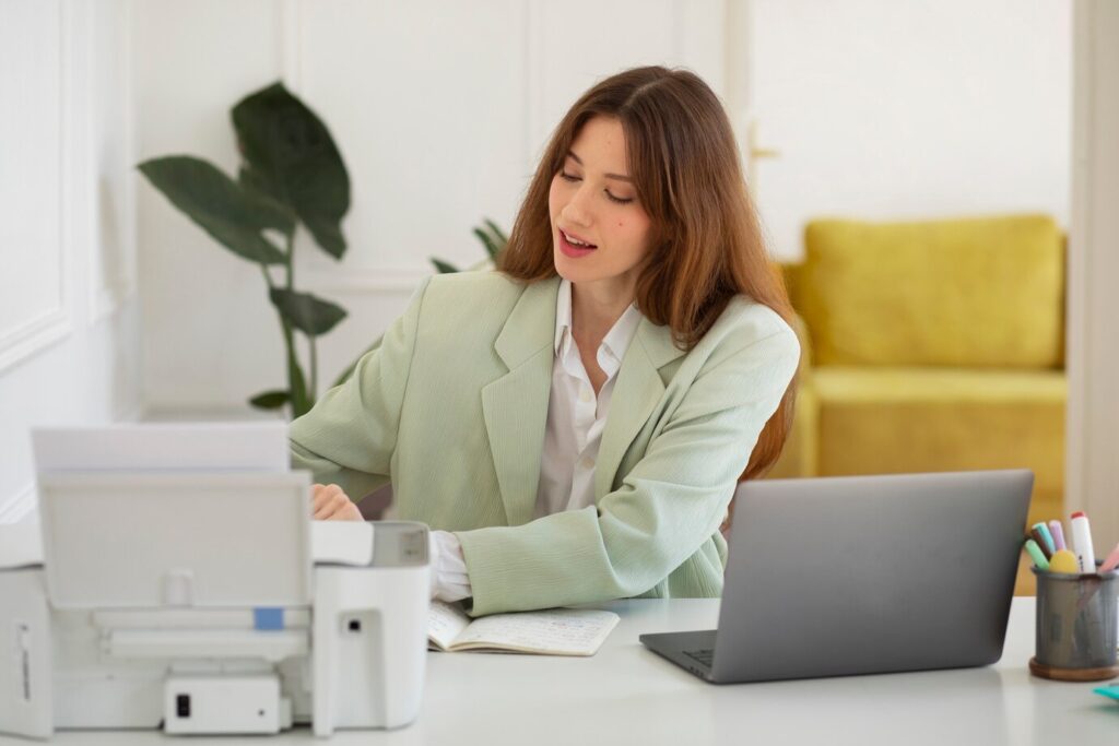 woman using a canon printer for Home and Office