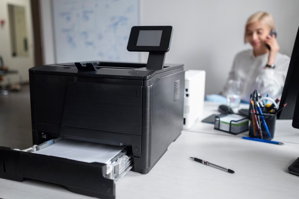 Office woman using Canon printer