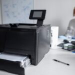 Office woman using Canon printer